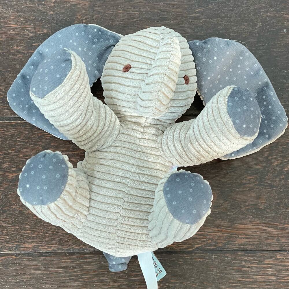Bunnies By The Bay Elephant Plush Lovey Gray Corduroy Polka Dot Baby Stuffed Toy